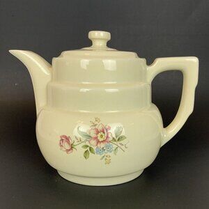 Halls Drip-O-Lator Coffee Tea Pot White Ceramic Floral Vintage 1940s